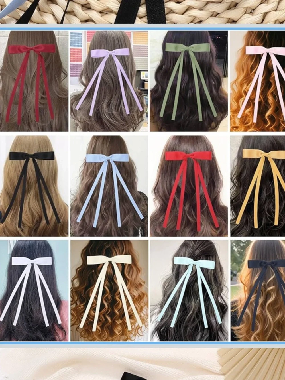 12 PCS Hair Bows Ribbon Ponytail Holders, Satin Bow with Long Tail nwt